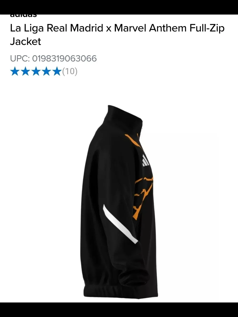 adidas Adult Real Madrid x Avengers Black Anthem Full-Zip Jacket
